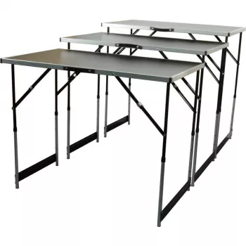 BRÜDER MANNESMANN M70113 Multifunction Folding Table Set, 3-Piece, MDF E1 Tabletop 2.7 mm, Aluminum Frame, Silver/Grey
