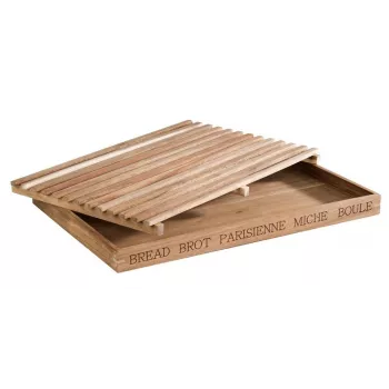 APS LETTER Bread Cutting Board 480x340x30 mm Acacia Wood with Removable Crumb Tray