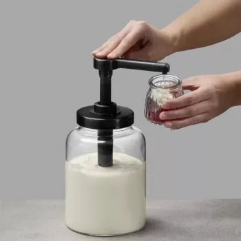 APS DISPENSA 1.7L Glass Dosing Dispenser, Transparent/Black 93290