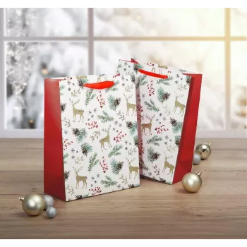 SIGEL GT121 Christmas Gift Bags, Watercolor Motifs, Large, 26 x 33 x 12 cm, Set of 5
