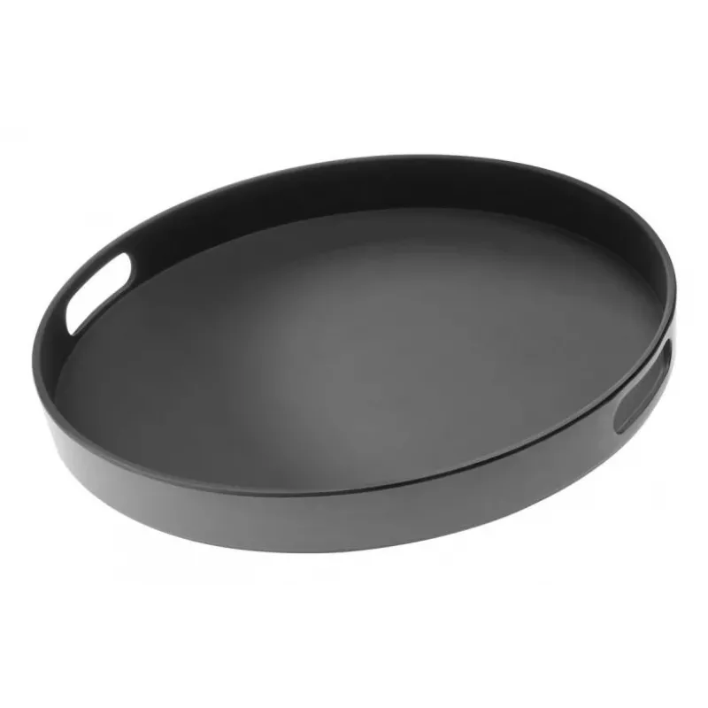 APS Bistro Round Serving Tray, Black, 35.5 cm, Melamine, Stackable, Dishwasher Safe (84045)