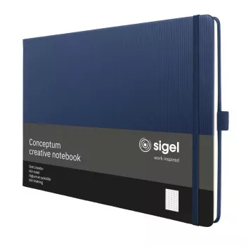 SIGEL Conceptum A4 Landscape Dot Grid Notebook Dark Blue Hardcover 132 Pages CO206
