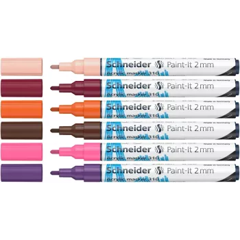 Schneider Paint-It 310 V3 Acrylic Marker Set, Assorted Colours, 2.0 mm, 6 Pieces 120197
