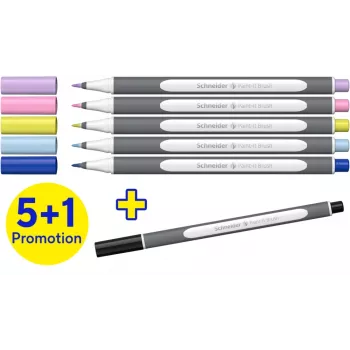 Schneider Paint-It 070 Felt Tip Pen Set, 6 Assorted Colours, 1 mm Round Tip, Water-Based Ink, Ventilated Safety Cap ML07010502