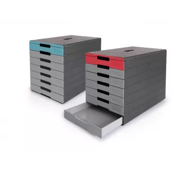 DURABLE IDEALBOX PLUS Drawer Unit DIN A4 with 7 Drawers, Grey/Red 776303