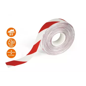 DURABLE DURALINE 50/05 Self-Adhesive Floor Marking Tape, Red/White, 50 mm x 5 m 1021132
