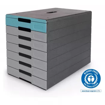 DURABLE IDEALBOX PLUS Drawer Box, 7 Drawers, DIN A4, Grey/Blue, Polystyrene 776306