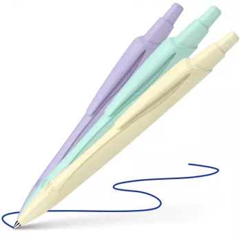 Schneider Reco Pastel Ballpoint Pen, Blue Ink, 3-Pack, Assorted Pastel Colours 131893