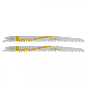 Wolfcraft 2295000 Reciprocating Saw Blades 230 mm, 2-Pack, HCS, 6 TPI, for Wood and Plastic