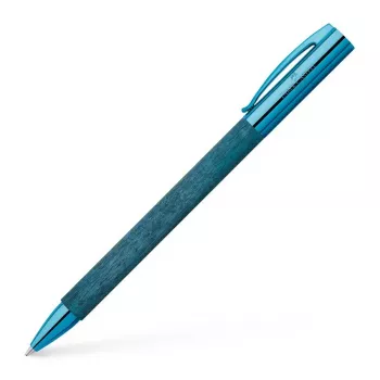 Faber-Castell Ambition Ballpoint Pen - Blue Wood Barrel, Black Ink, Chrome Trim 148035