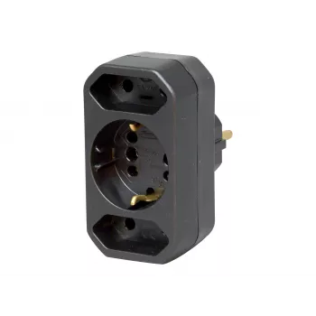 Kopp DUOversal Schuko Adapter Plug, 2 Sockets, 16 A, 250 V, Black 179605004