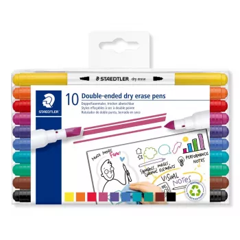 STAEDTLER 3010 TB10 Fibre-Tip Pens, 10 Assorted Colours, 1.0 mm Bullet Tip, Water-Based Ink