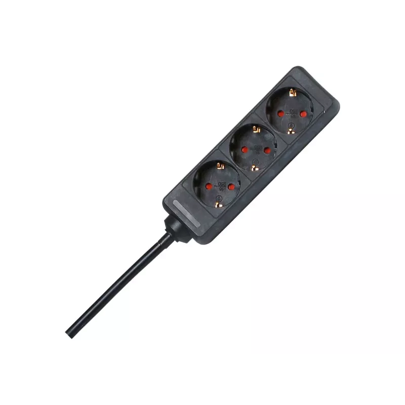HEINRICH KOPP Extension Cord, 3 Sockets, 1.4 m, Black 128615005
