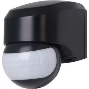 HEINRICH KOPP 823805017 PIR Motion Detector, Wall-Mounted, Black, 180°, 12 m Range, IP44