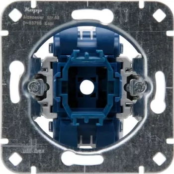 HEINRICH KOPP Flush-Mounted Push-Button Switch, Changeover Contact, 250V 10AX, with Glow Lamp and Neutral Terminal, Aluminium 508700004