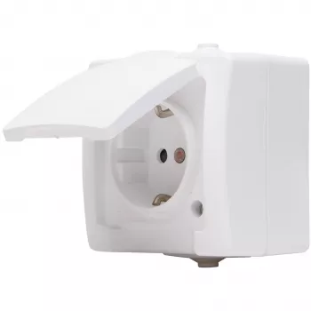 Heinrich Kopp NAUTIC SCHUKO Socket Outlet with Hinged Lid and Increased Touch Protection, Arctic White (107802006)