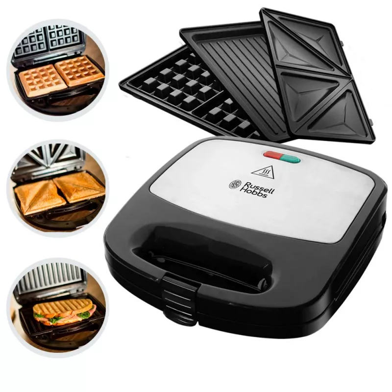 Russell Hobbs Creations 3-in-1 Sandwich Maker, Black/Stainless Steel