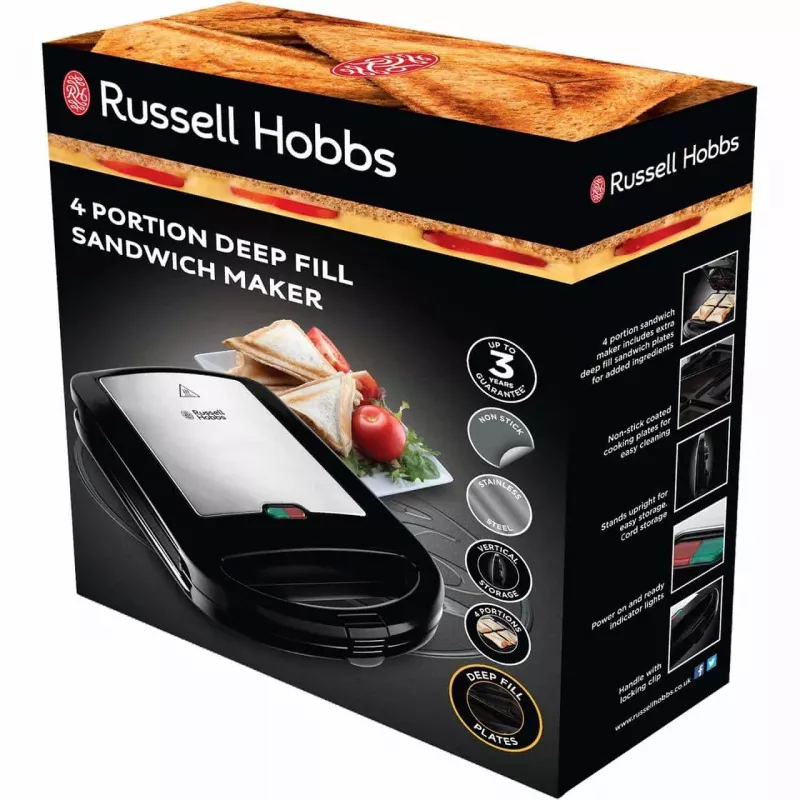 Russell Hobbs Creations 3-in-1 Sandwich Maker, Black/Stainless Steel