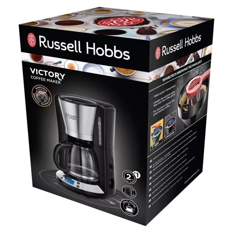 Russell Hobbs Victory Filter Coffee Machine 24030-56, 1.25 L, 1000 W, Silver/Black