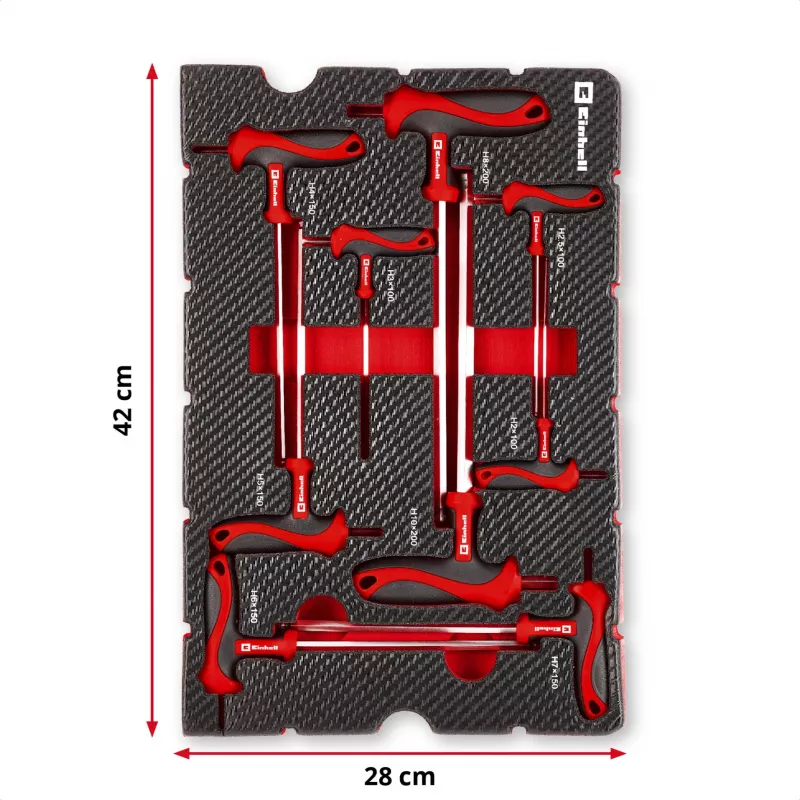 Einhell 370526 9-Piece Case Insert Set for E-Case, Red/Black