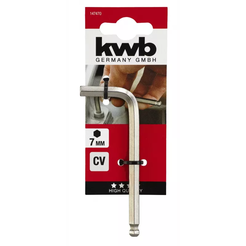 KWB Hex Key Set 9-Piece Metric Chrome Vanadium Steel L-Shaped Keys with Plastic Holder 147470