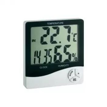 TFA Dostmann WS 5031 Thermo-Hygrometer with Clock, Black/White 30-5031