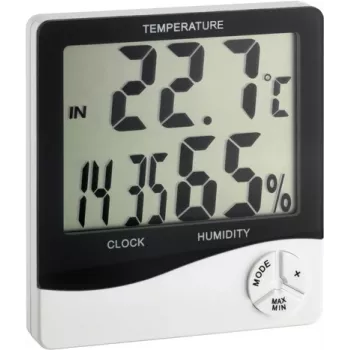 TFA Dostmann WS 5031 Thermo-Hygrometer with Clock, Black/White 30-5031