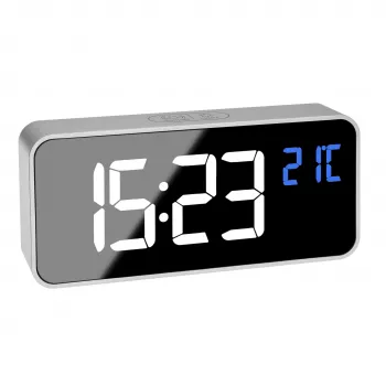 TFA Dostmann 60.2032.54 Quartz Alarm Clock Silver with Dual Alarm