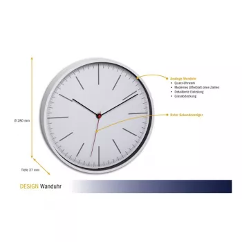 TFA Dostmann 60.3049.02 Round White Quartz Wall Clock