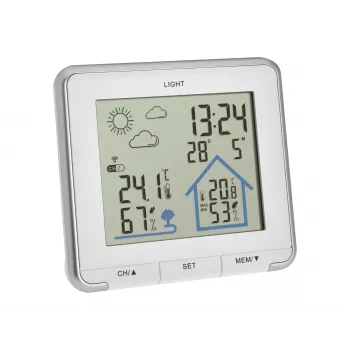 TFA Dostmann LIFE Wireless Weather Station with 12-24h Forecast, Colour LCD, Indoor/Outdoor Temperature & Humidity, DCF-77 Clock, Frost Alarm, 1 Sensor Included – Black 35.1153.02