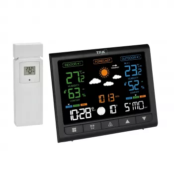 TFA CONTRAST 35.1171.01 Wireless Weather Station with 12-24 Hour Forecast, Black