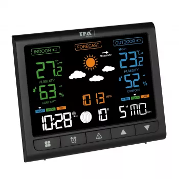 TFA CONTRAST 35.1171.01 Wireless Weather Station with 12-24 Hour Forecast, Black
