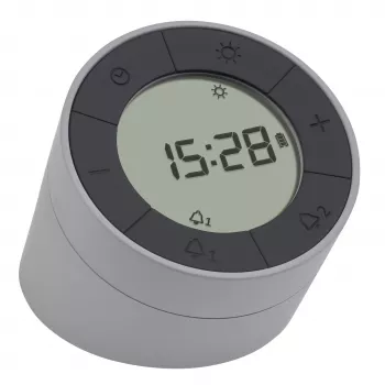TFA Dostmann Quartz Alarm Clock Grey/Anthracite with 2 Alarm Times (60.2029.10)