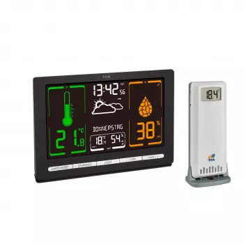 TFA Dostmann METEOCHROME Wireless Weather Station with Colour Display, 12-24h Forecast, Outdoor Sensor, DCF-77 Clock 35.1132.01