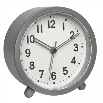 TFA Dostmann 60.1043.10 Quartz Alarm Clock Grey with Silent Movement and Crescendo Alarm