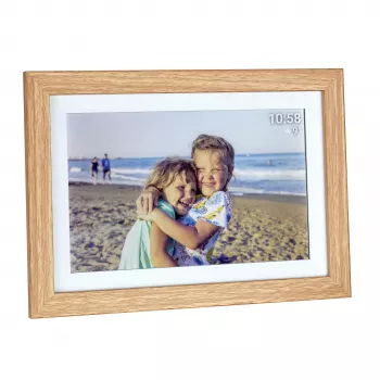 TFA Dostmann FRAMEO App Digital WiFi Picture Frame 10.1 inch 1280x800 IPS Touchscreen 32GB Brown Wood Look 37.1002.08