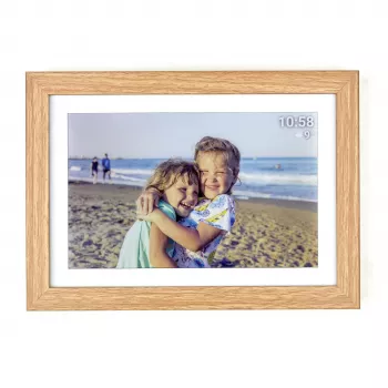 TFA Dostmann FRAMEO App Digital WiFi Picture Frame 10.1 inch 1280x800 IPS Touchscreen 32GB Brown Wood Look 37.1002.08