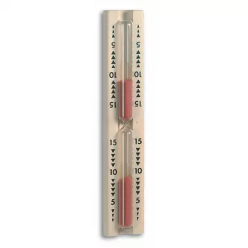 TFA Dostmann Sauna Sand Timer, Beech Wood, 15 Minutes, Wall-Mounted, 33 x 53 x 286 mm 40.1001