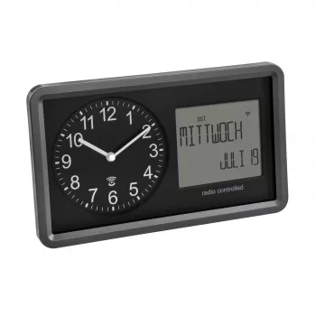 TFA Dostmann 60.3552.01 Radio Controlled Wall Clock Black