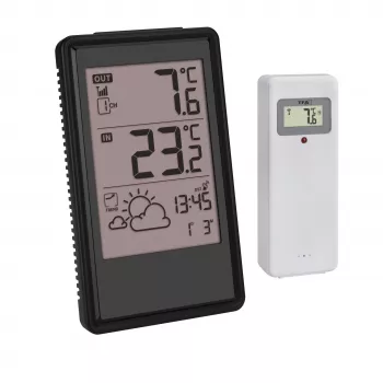 TFA Dostmann Wireless Weather Station 35.1170.01 with 6-12 Hour Forecast, Indoor/Outdoor Temperature and Humidity, Radio-Controlled Clock, Supports up to 3 Sensors