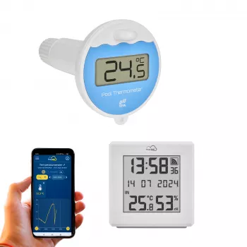 TFA Dostmann TFA.me Smart Pool Thermometer Starter Set with WLAN Gateway and Floating Pool Sensor, White 35.8110.02
