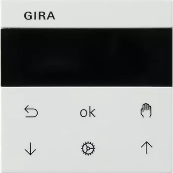 Gira System 55 Blind/Shutter Timer Switch with Display, Pure White Glossy 536627