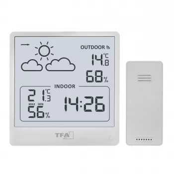TFA Dostmann CLEO Wireless Weather Station, Black, DCF-77 Radio-Controlled, 12-24h Forecast, Indoor/Outdoor Temperature & Humidity, Frost Alarm, Backlight 35.1176.02
