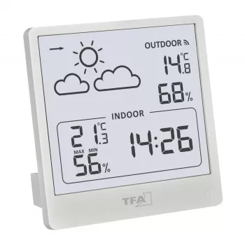TFA Dostmann CLEO Wireless Weather Station, Black, DCF-77 Radio-Controlled, 12-24h Forecast, Indoor/Outdoor Temperature & Humidity, Frost Alarm, Backlight 35.1176.02