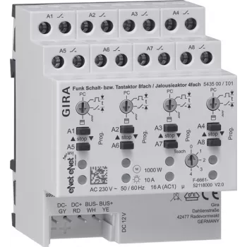 GIRA Wireless Switching/Blind Actuator DIN Rail 8-Channel 4A 543500