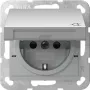 Gira System 55 SCHUKO Socket Outlet with Hinged Cover and Increased Touch Protection, Pure White Glossy 475426