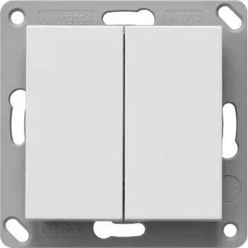 Gira Wireless Wall Transmitter, Battery-less, 2-gang, Pure White Matt, 242227