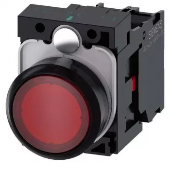 Siemens SIRIUS ACT Illuminated Push Button, Complete Unit, Plastic, Red, 22mm, 1NO+1NC, 24V AC/DC LED 3SU1102-0AB20-1CA0