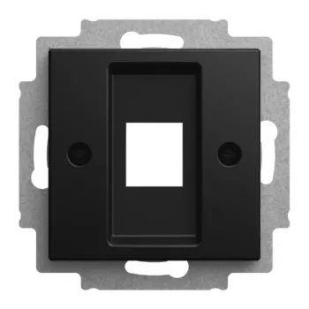 BUSCH-JAEGER Central Plate Modular Jack 1-Gang with Support Ring, Black Matt 2CKA001753A0248
