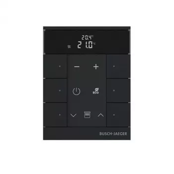 Busch-Jaeger Room Temperature Controller 6-Gang, Matte Black SBR-F-6.0.11-885 (2CKA006220A0900)